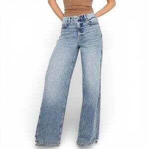 NWT Good American Good Skate Ripped Hem Wide Leg
Jeans - Size 6